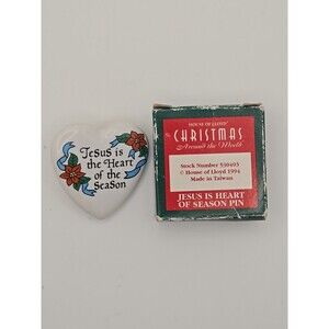 Jesus is the Heart of the Season Pin Ceramic Lapel House Lloyd Christmas 1994